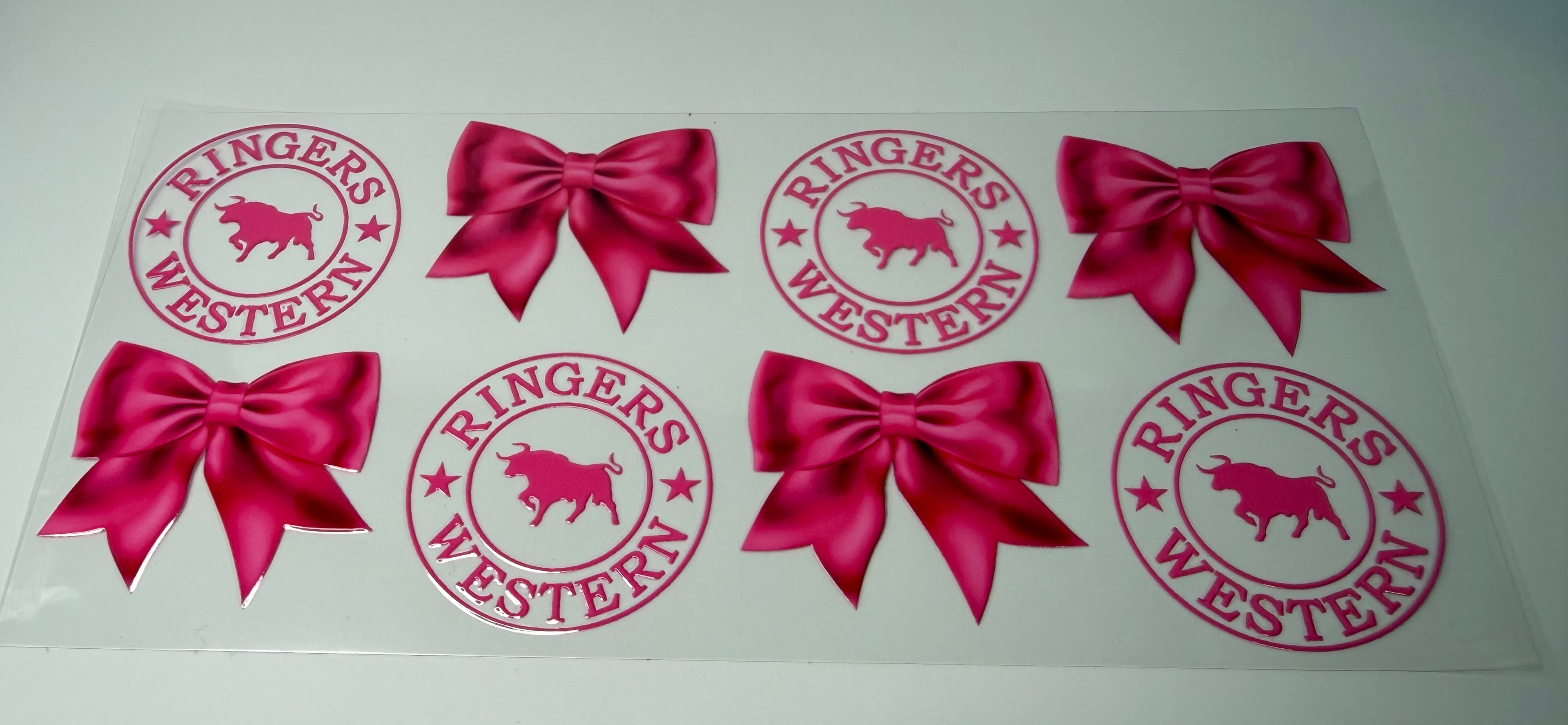 #197- PINK BOW AND WESTERN RINGERS