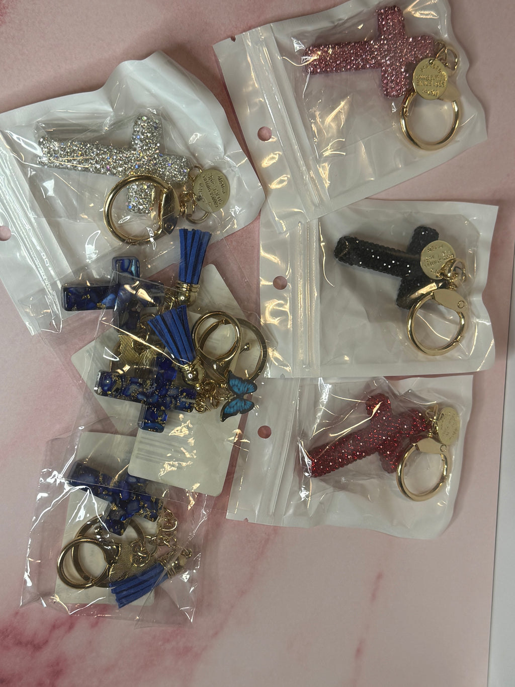 DIAMOND CROSS KEYCHAIN