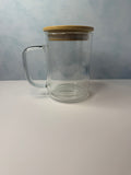 17oz Glass snow globe Mug with handle and clear straw