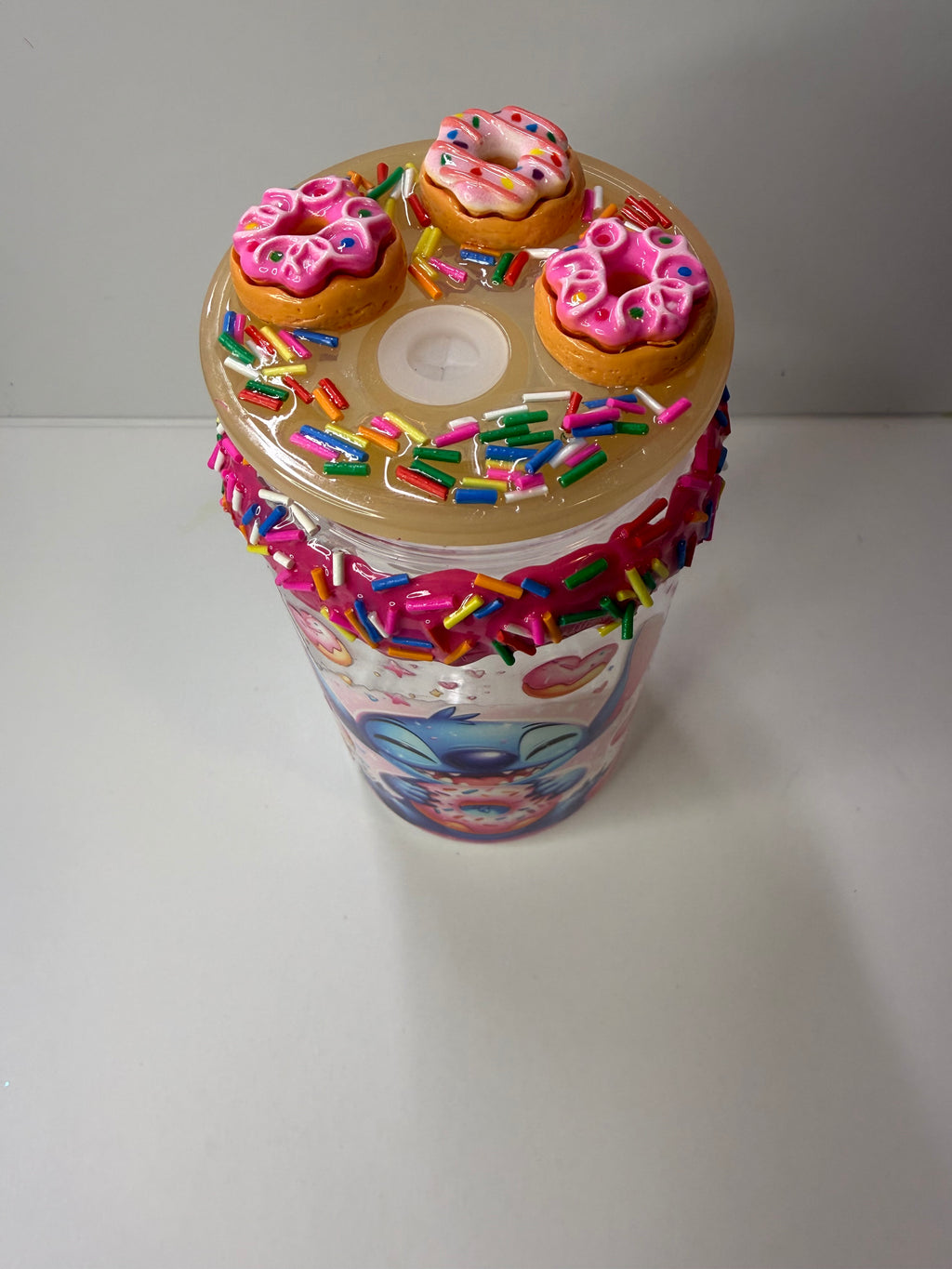 PRE-MADE STITCH NON-SNOW GLOBE ACRYLIC CUP W/ CUSTOM LID AND MATCHING STRAW