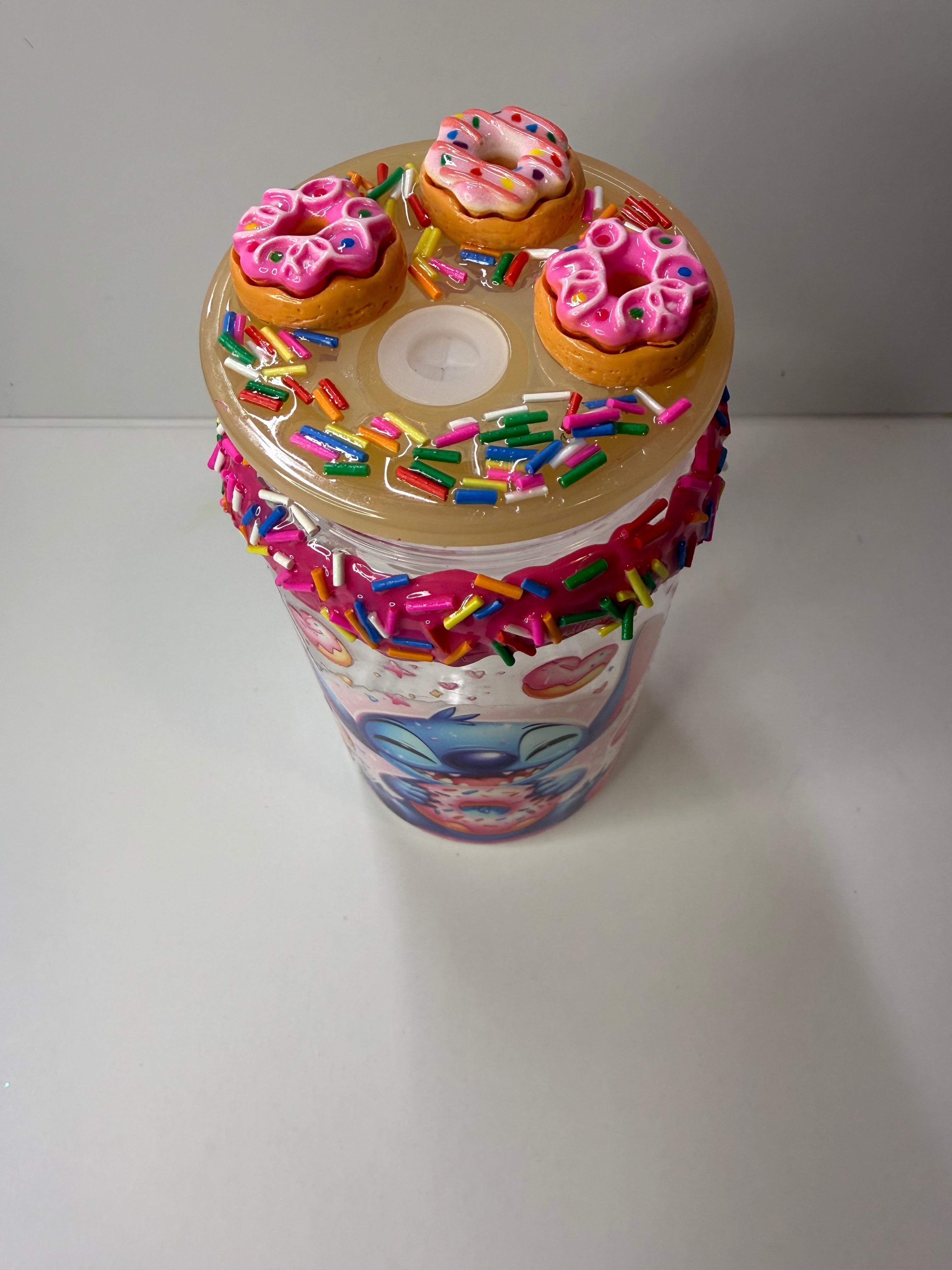 PRE-MADE STITCH NON-SNOW GLOBE ACRYLIC CUP W/ CUSTOM LID AND MATCHING STRAW