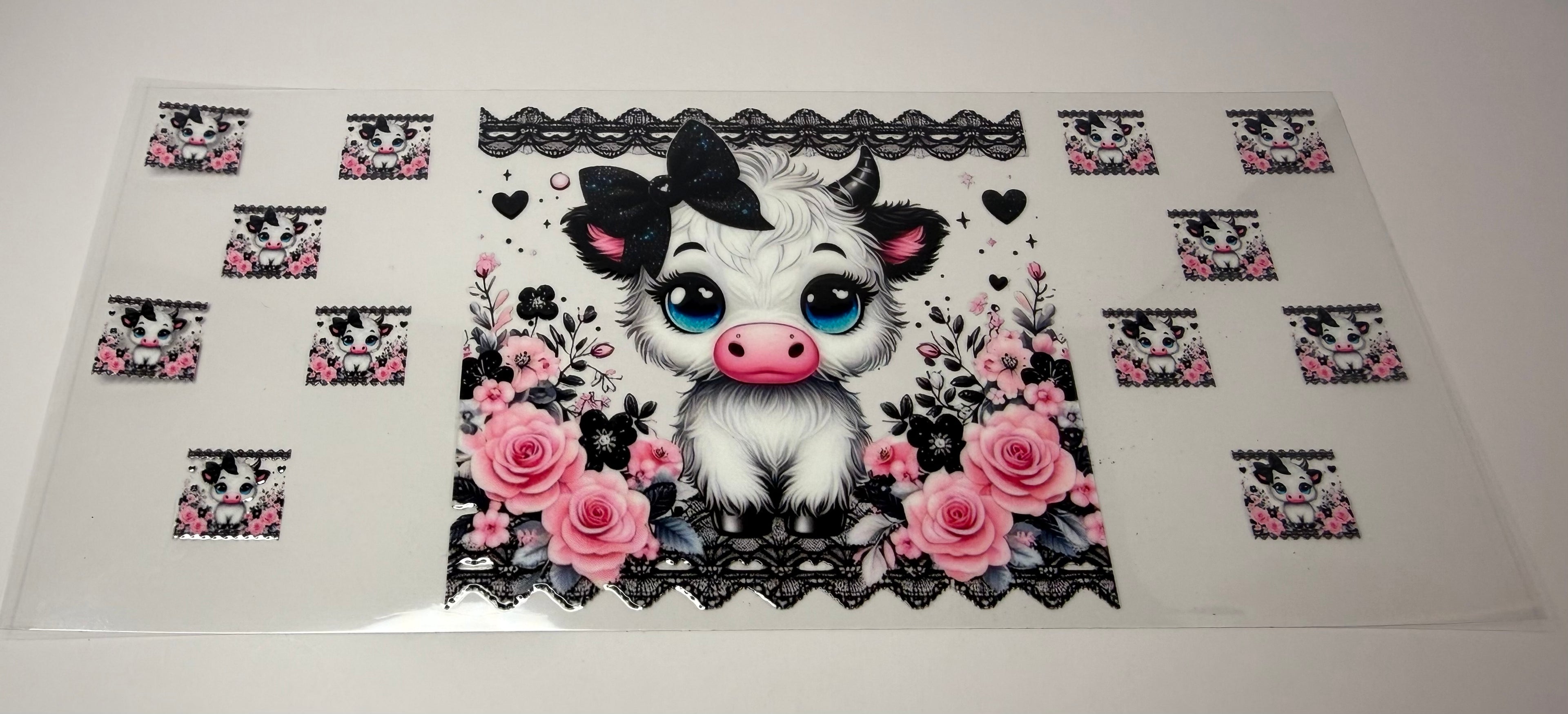 #170- HIGHLAND BABY COW WITH FLOWERS