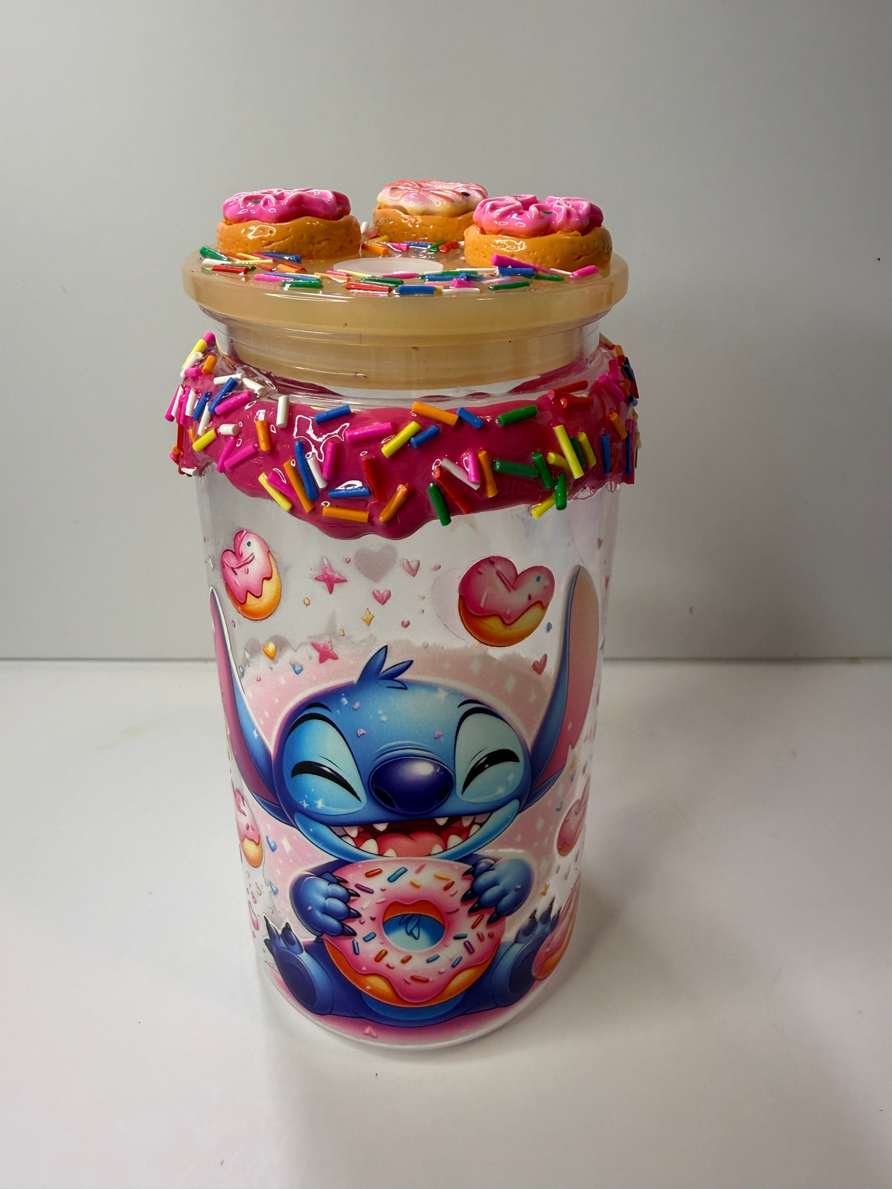PRE-MADE STITCH NON-SNOW GLOBE ACRYLIC CUP W/ CUSTOM LID AND MATCHING STRAW