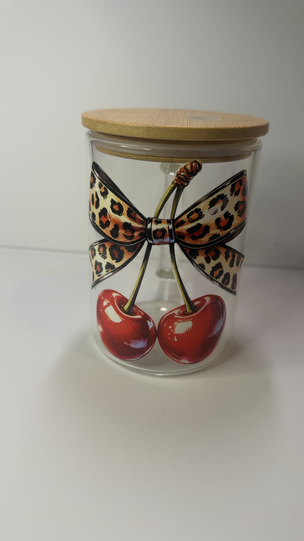 PRE- MADE CHERRY CHEETAH JOURNAL AND GLASS MUG BUNDLE