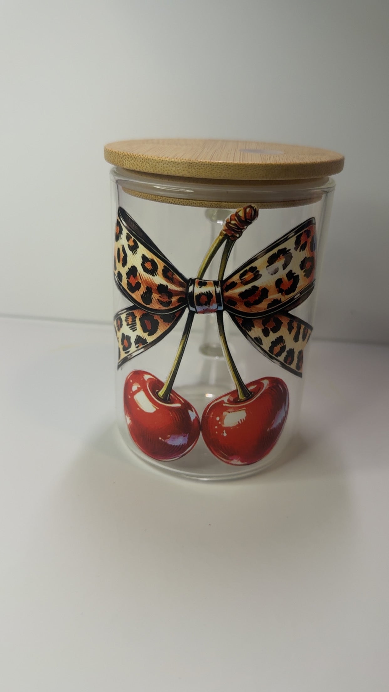 PRE- MADE CHERRY CHEETAH JOURNAL AND GLASS MUG BUNDLE