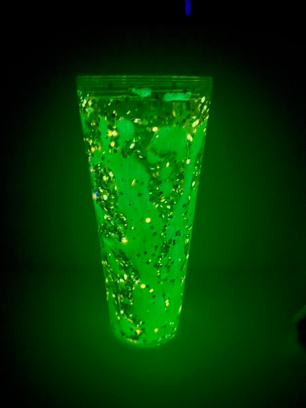 Pre-Made Lime Lava  W/ Glow Effects 24oz Acrylic Tumbler w/Clear straw
