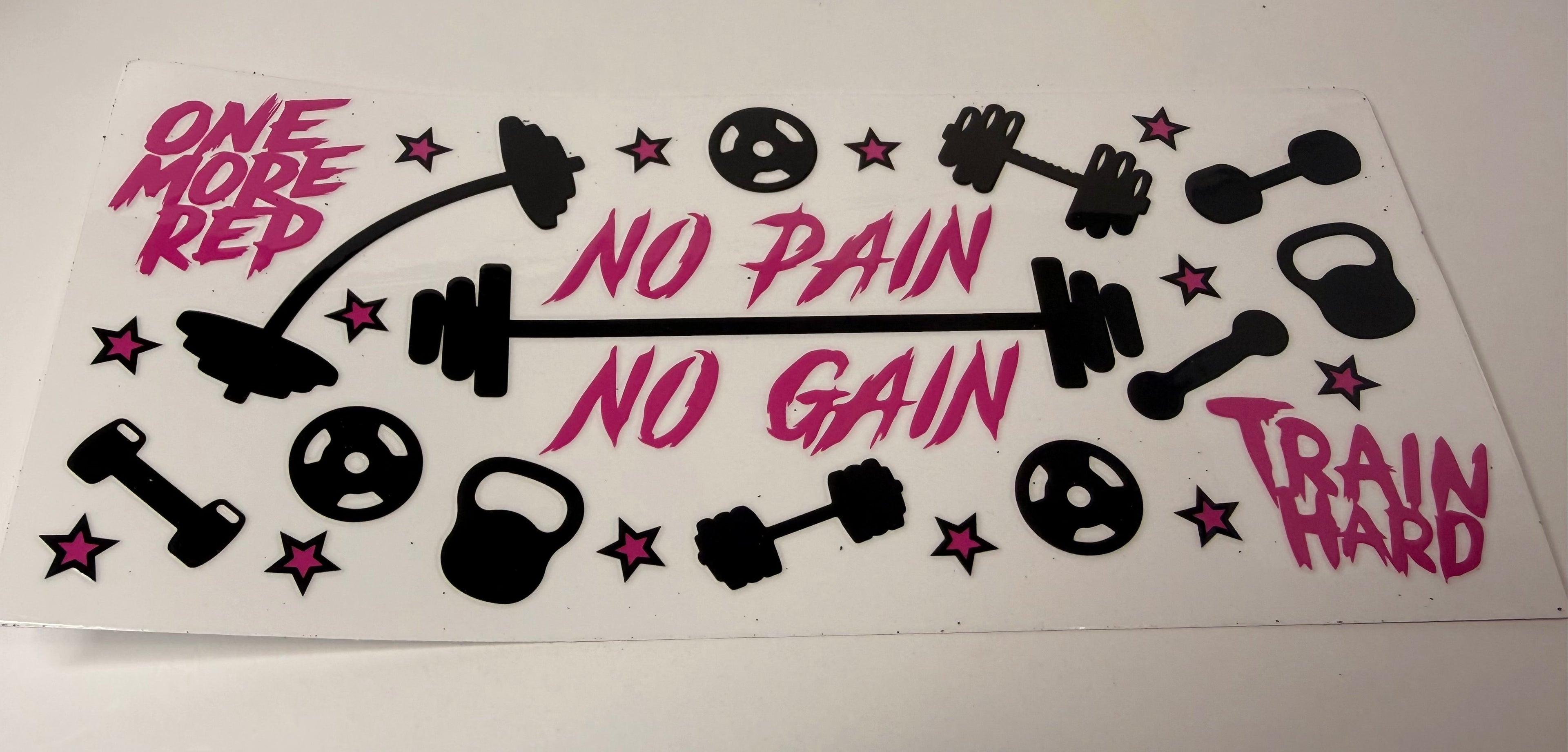 #244- NO PAIN NO GAIN WORKOUT PINK AND BLACK