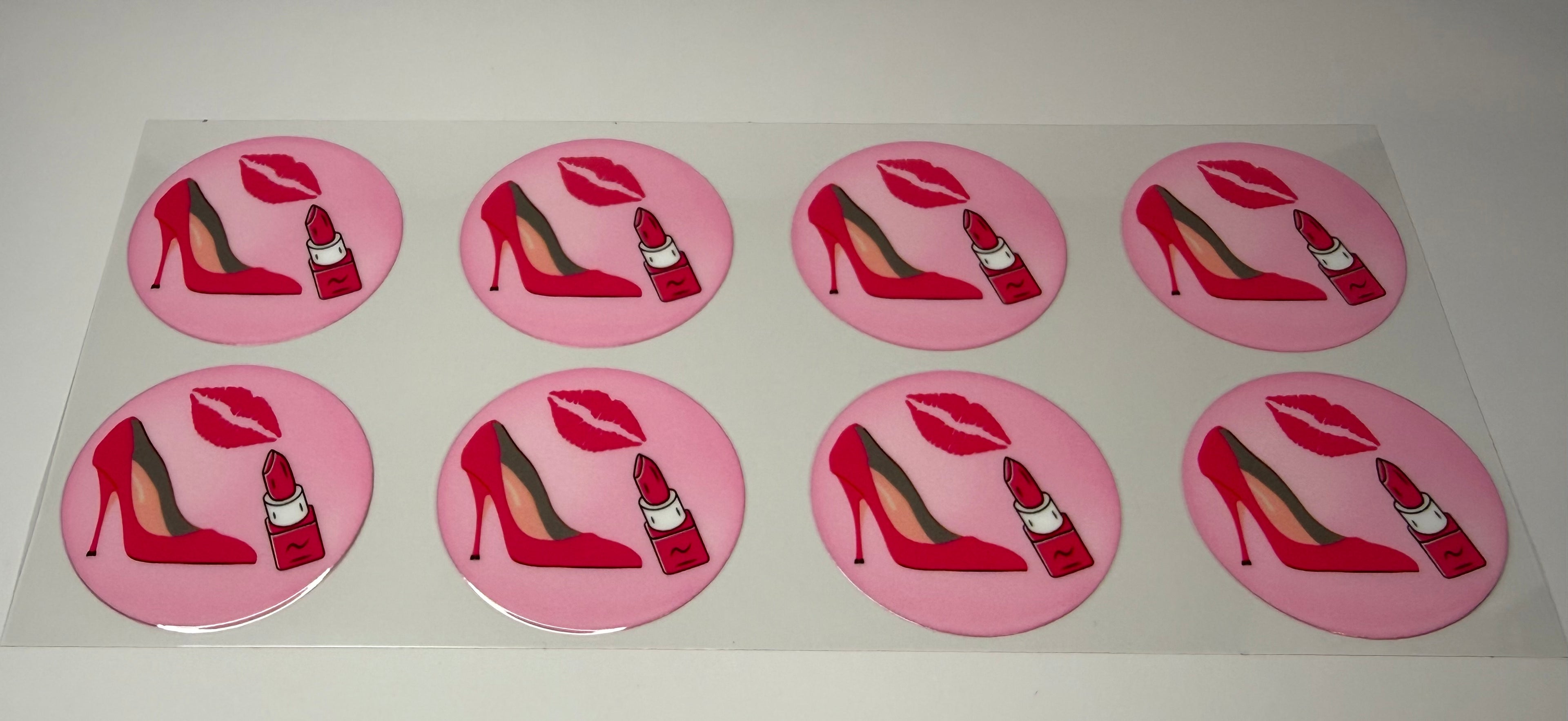 #131- LIPSTICK, HEELS, KISS IN PINK