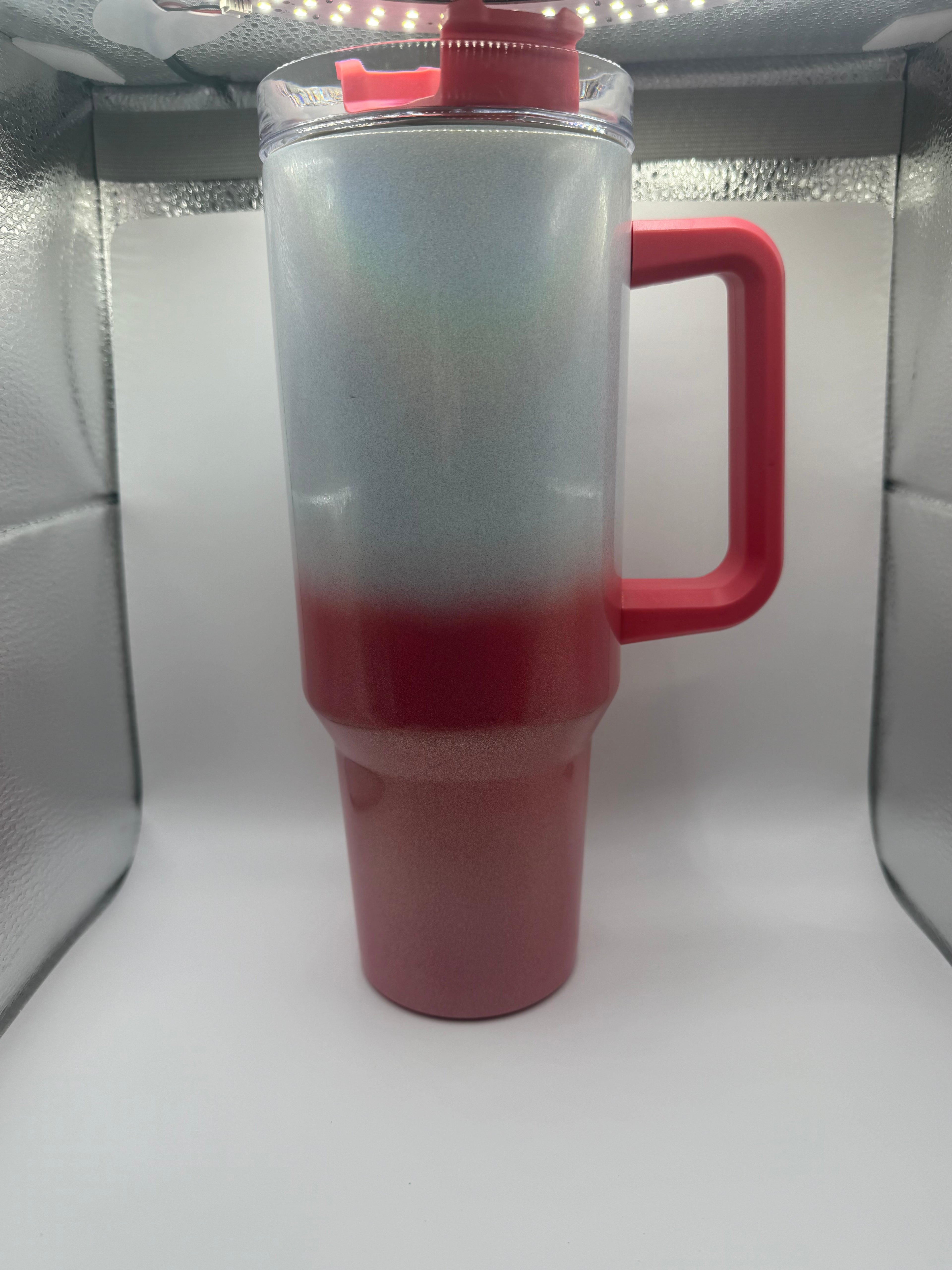 40oz Stainless Steel Cup, With Handle and Clear Straw