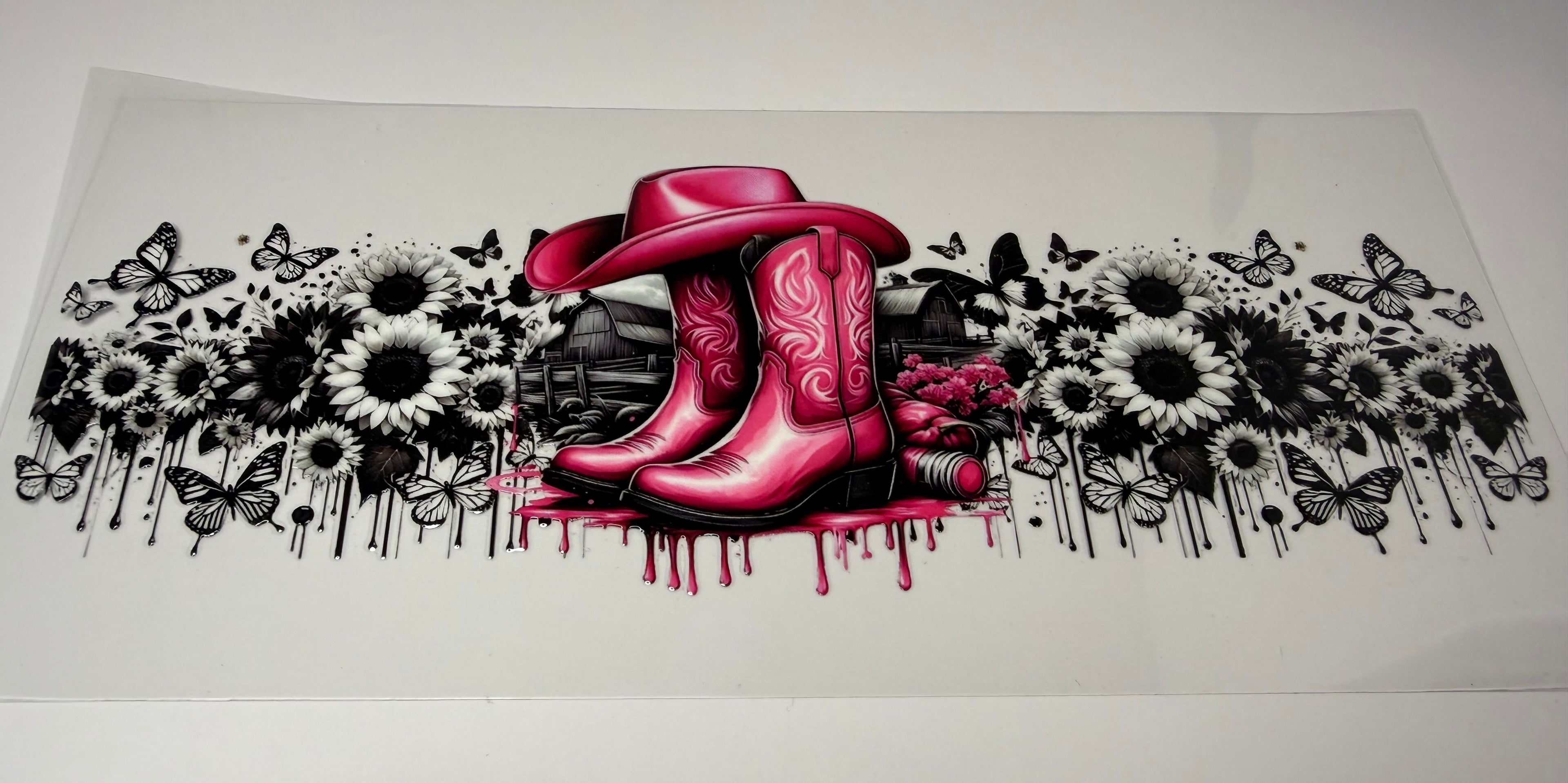 #93-PINK COW GIRL BOOTS AND HAT