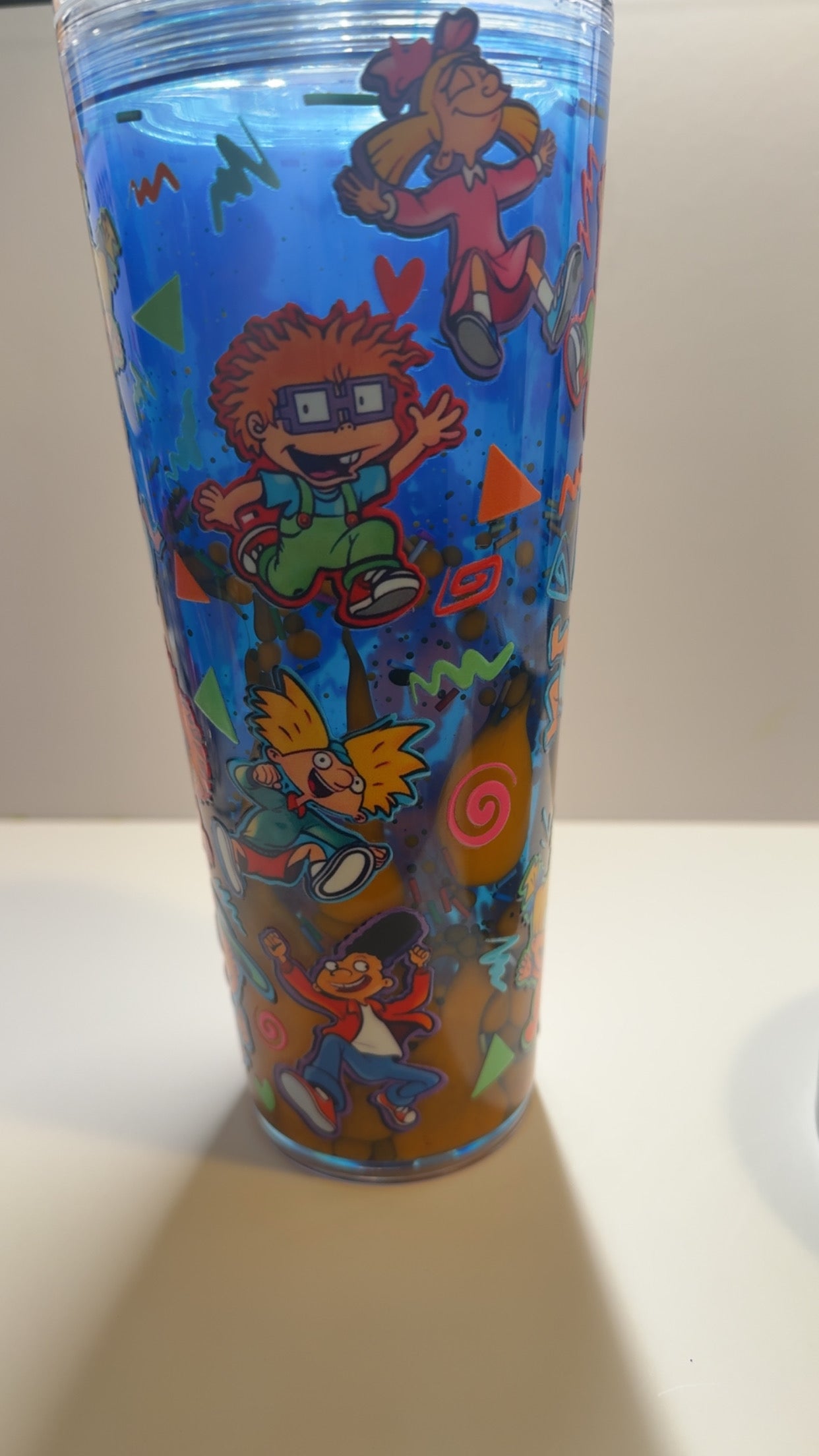 PRE-MADE LAVA 24OZ (RUG-RATS) TUMBLER W/CLEAR STRAW
