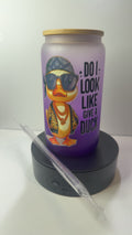 PRE-MADE PURPLE GLASS SARCASTIC CUP/ MATCHING CLEAR STRAW