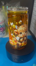 PRE MADE- HONEY DRIP 16 0Z ACRYLIC SNOW GLOBE CUP