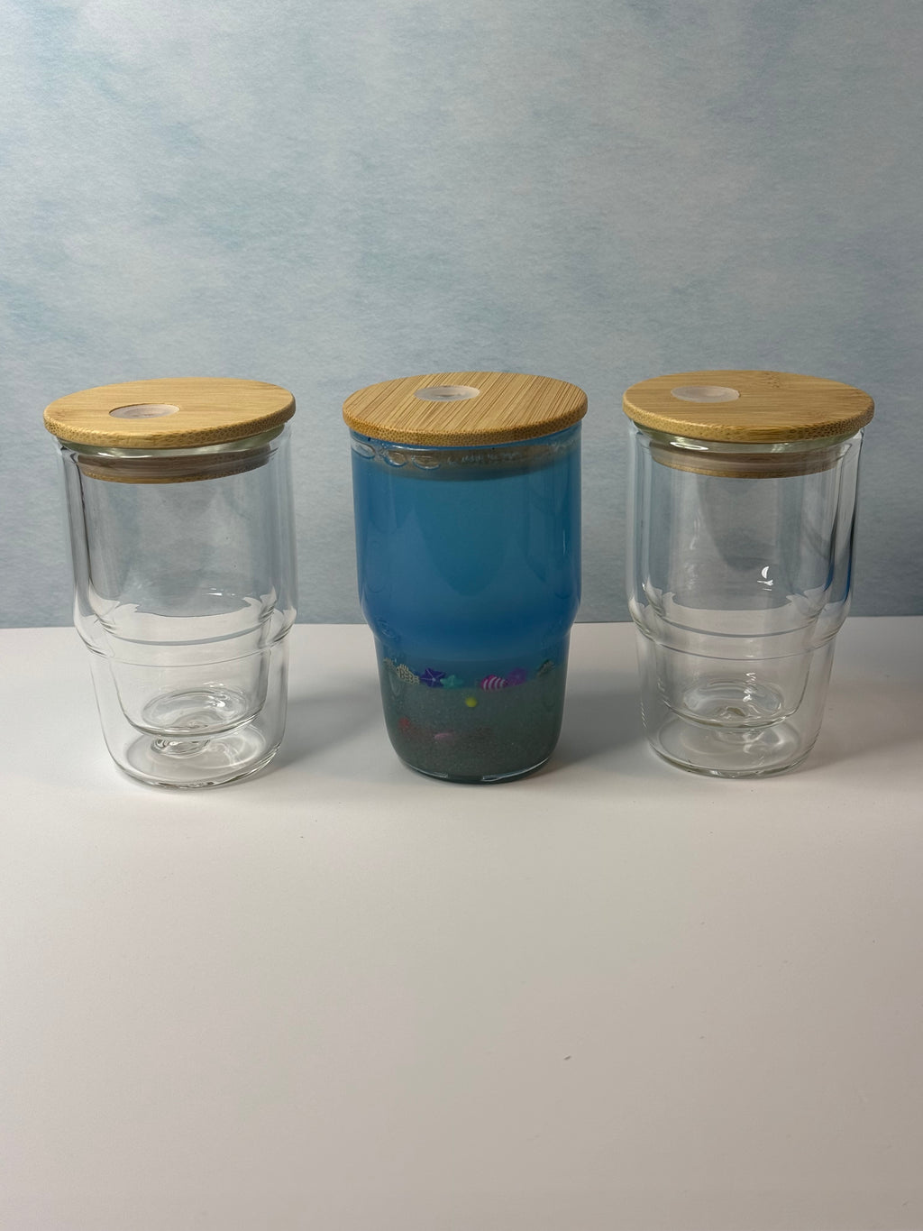 3oz Shot Glass, Snow Globe W/ Clear Straw
