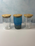 3oz Shot Glass, Snow Globe W/ Clear Straw
