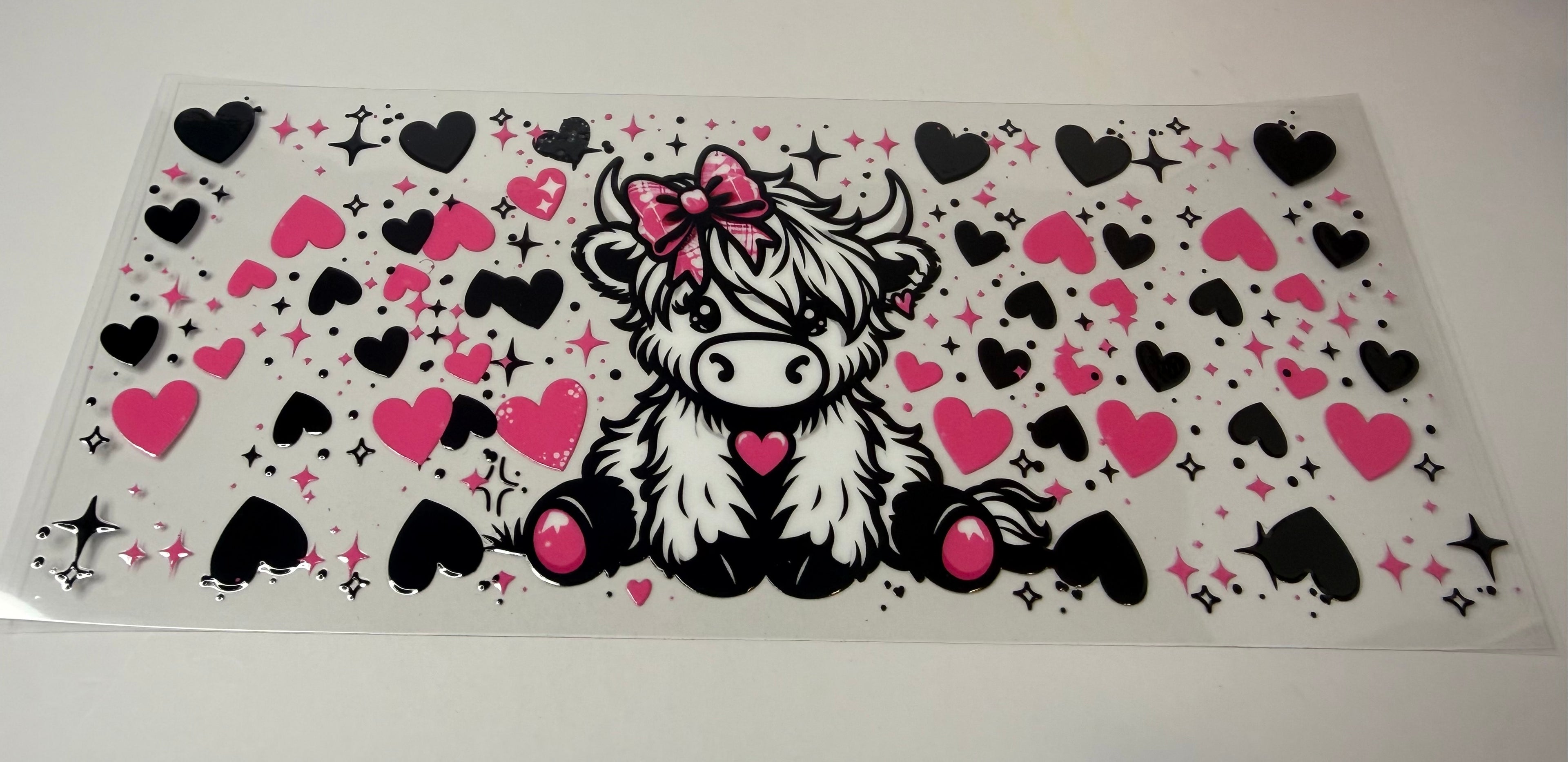 #384- HIGHLAND COW PINK AND BLACK