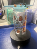 PRE MADE - DUCK CUP WITH CUSTOM LID/ MATCHING BLUE STRAW