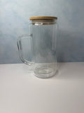 20oz Glass Snow Globe with handle and Clear Straw