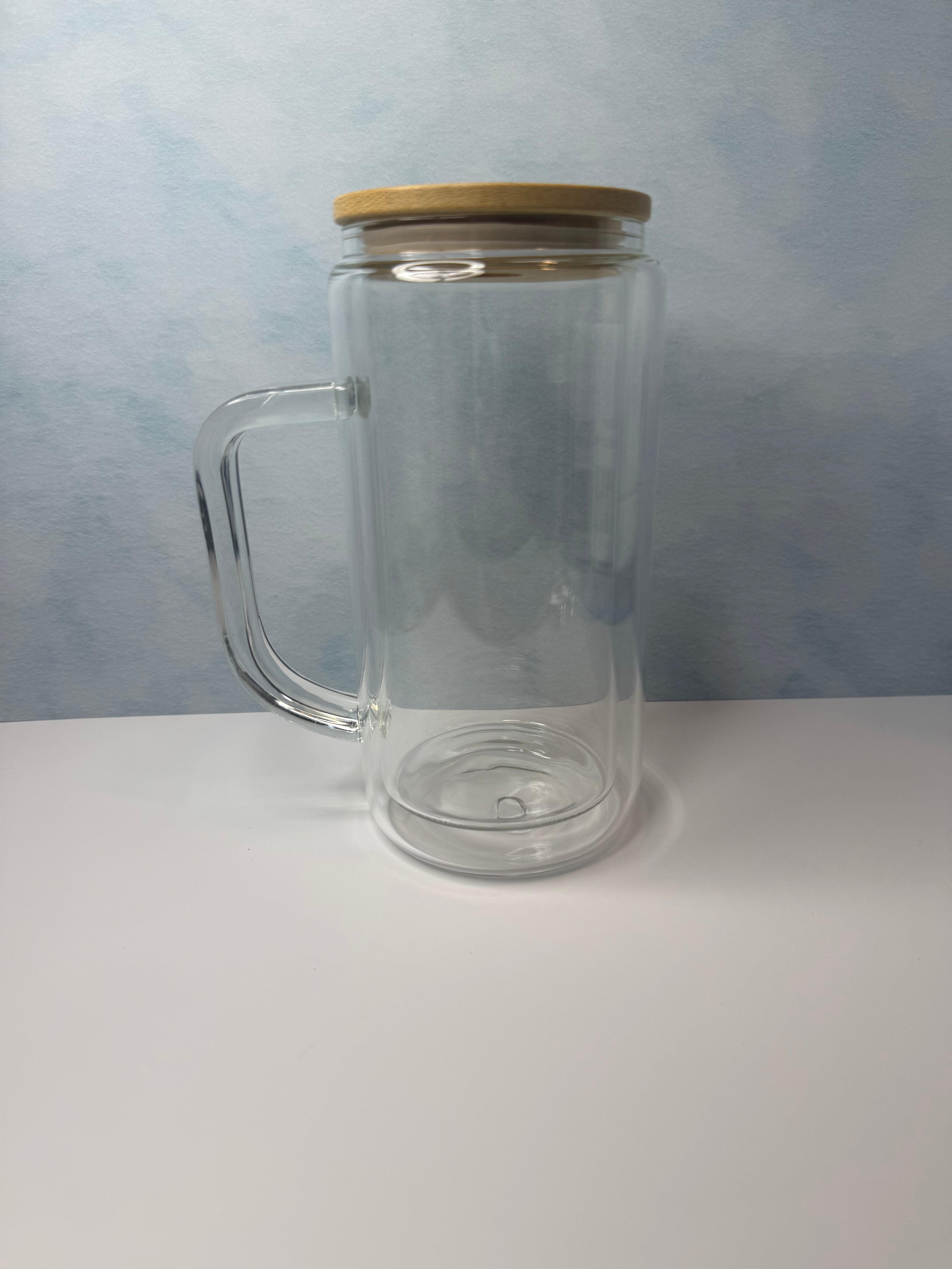 20oz Glass Snow Globe with handle and Clear Straw