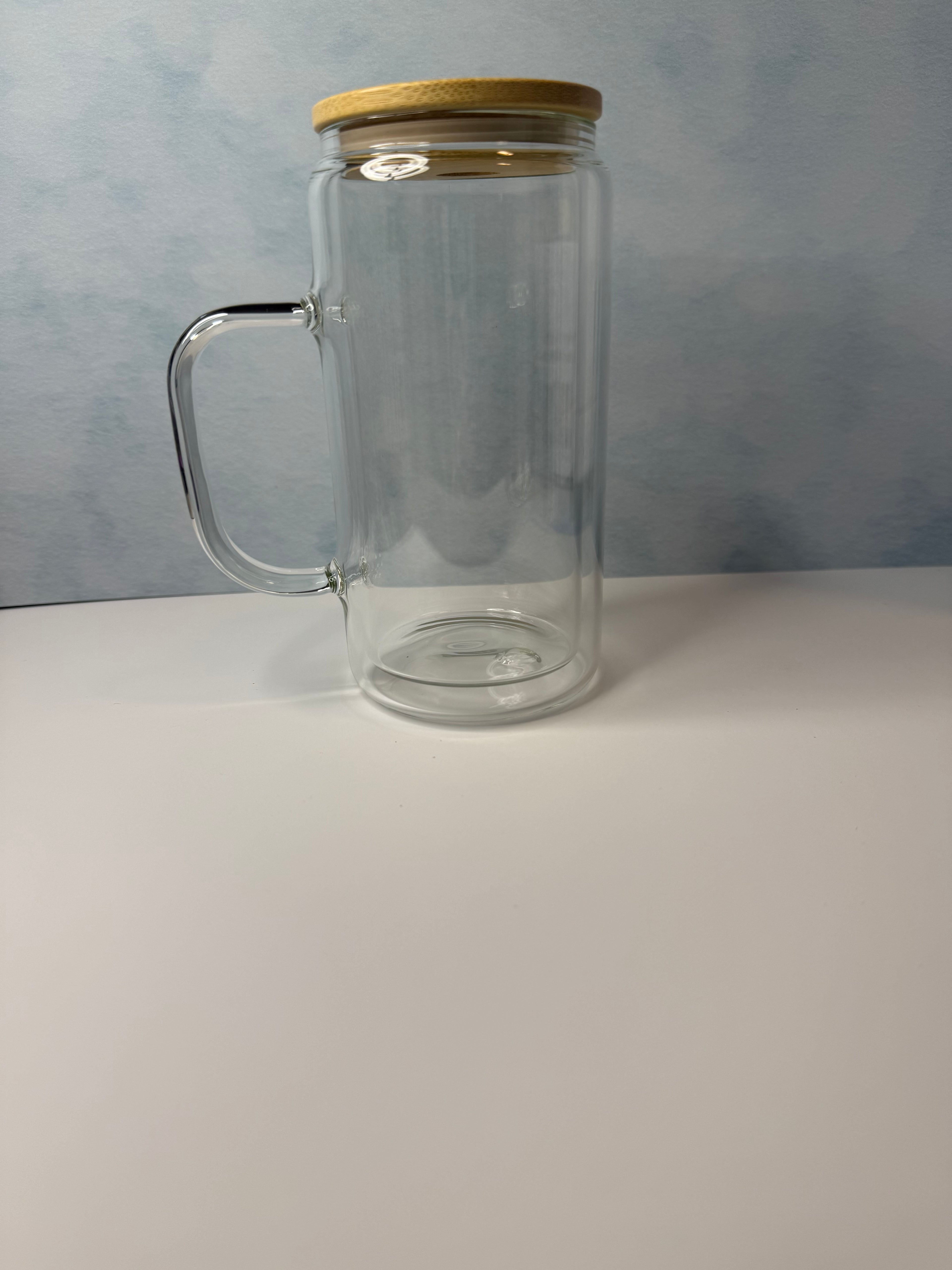 16oz Glass Snow Globe W/ Handle and Matching Clear Straw