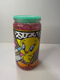 PRE-MADE TWEETY SNOW GLOBE TUMBLER ACRYLIC/ W MATCHING STRAW