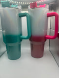 40oz Stainless Steel Cup, With Handle and Clear Straw