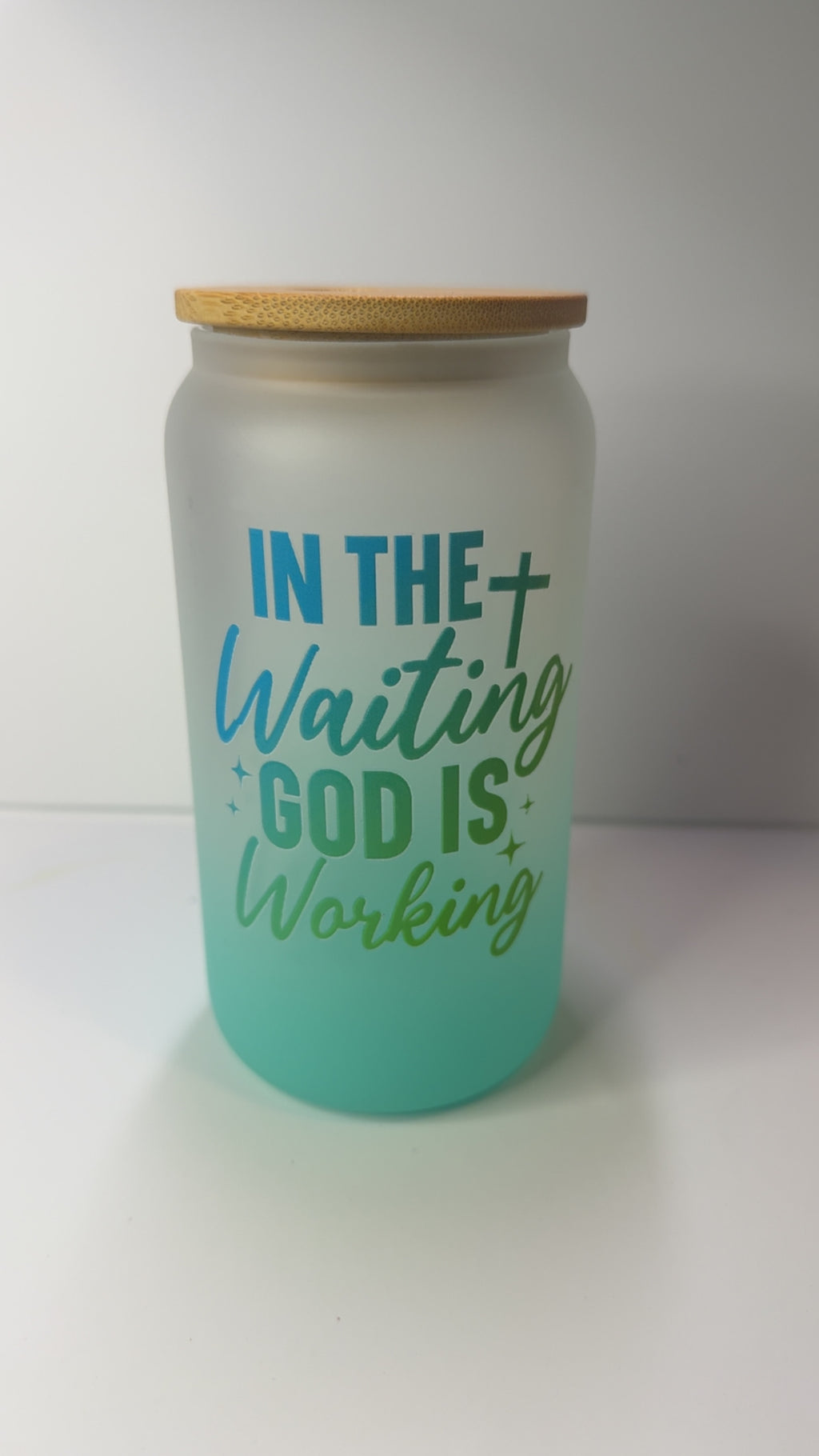 PRE-MADE GOD IS WORKING TUMBLER/ WITH MATCHING CLEAR STRAW