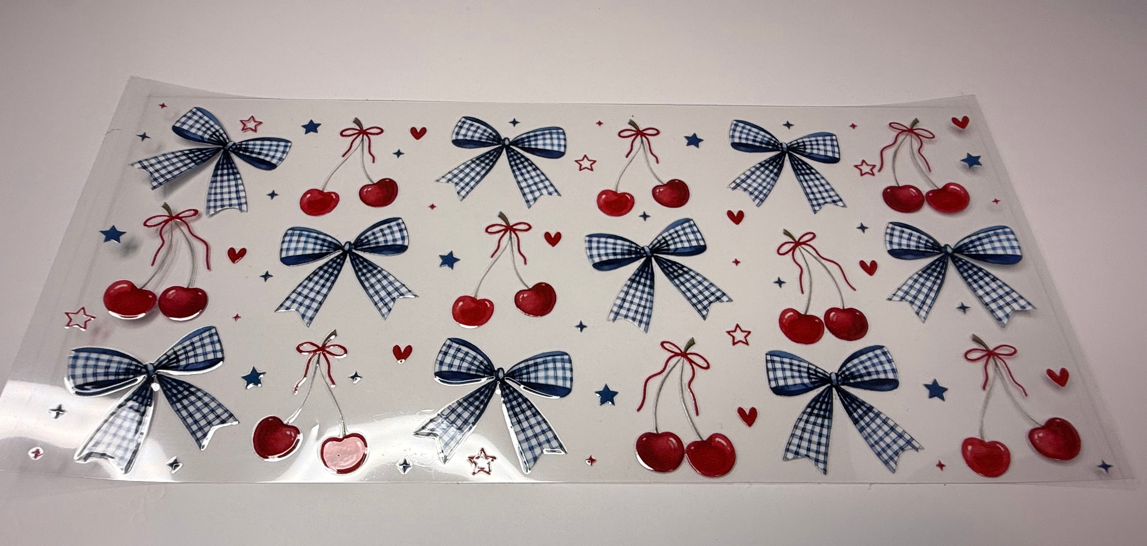 #70-BLUE PLAID BOWS AND CHERRY
