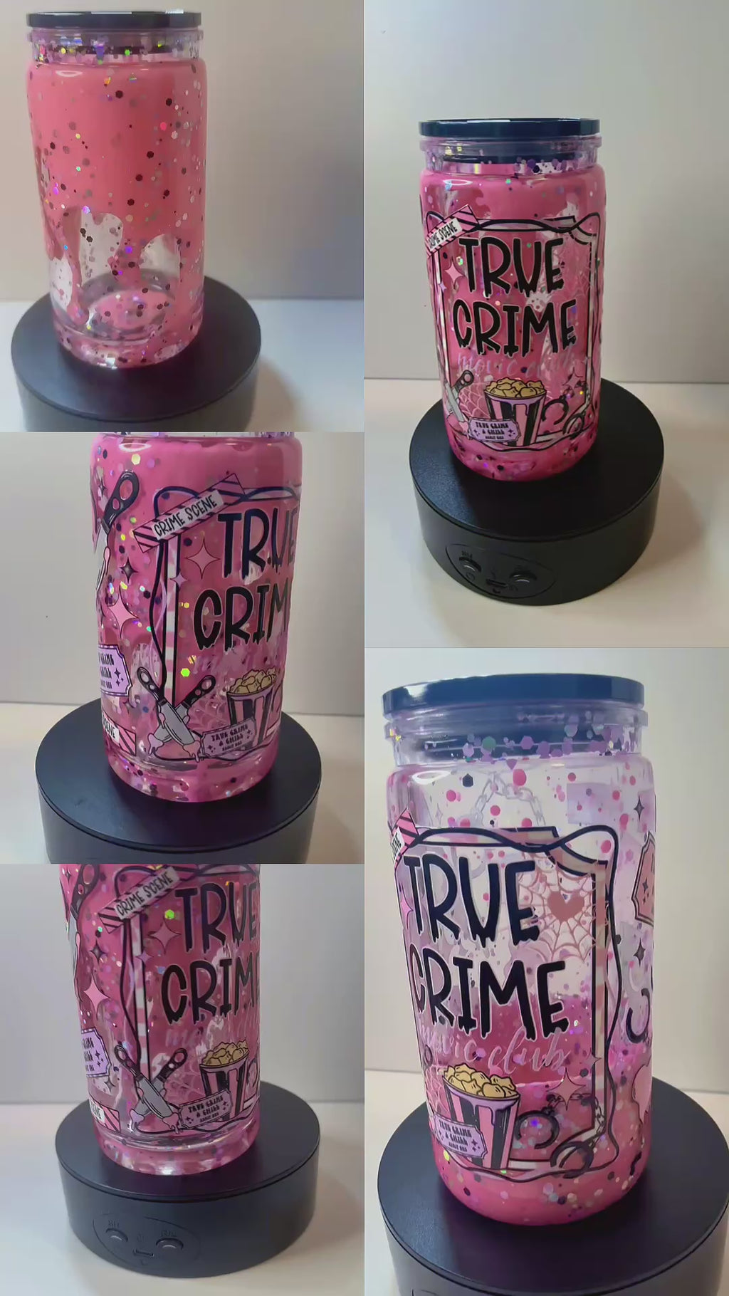 Pre-Made 16oz True Crime Pink Lava tumbler W/ matching clear straw