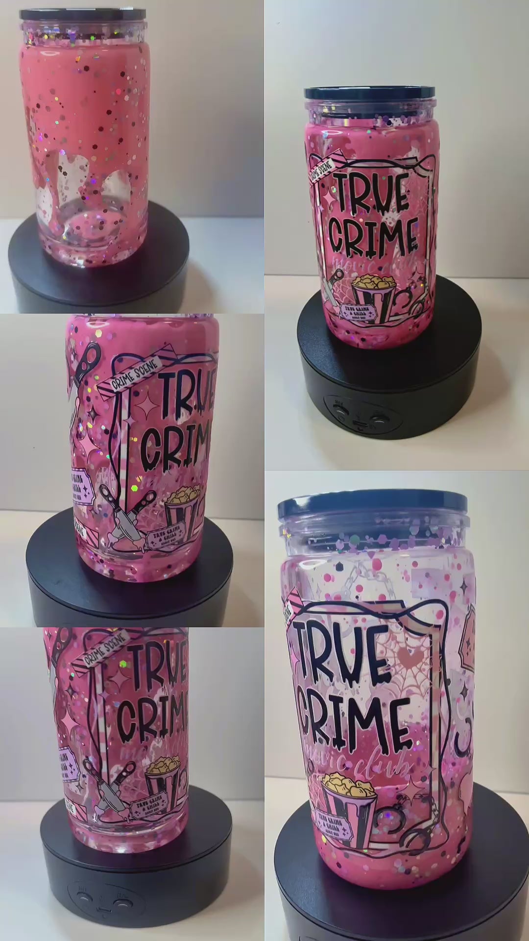 Pre-Made 16oz True Crime Pink Lava tumbler W/ matching clear straw