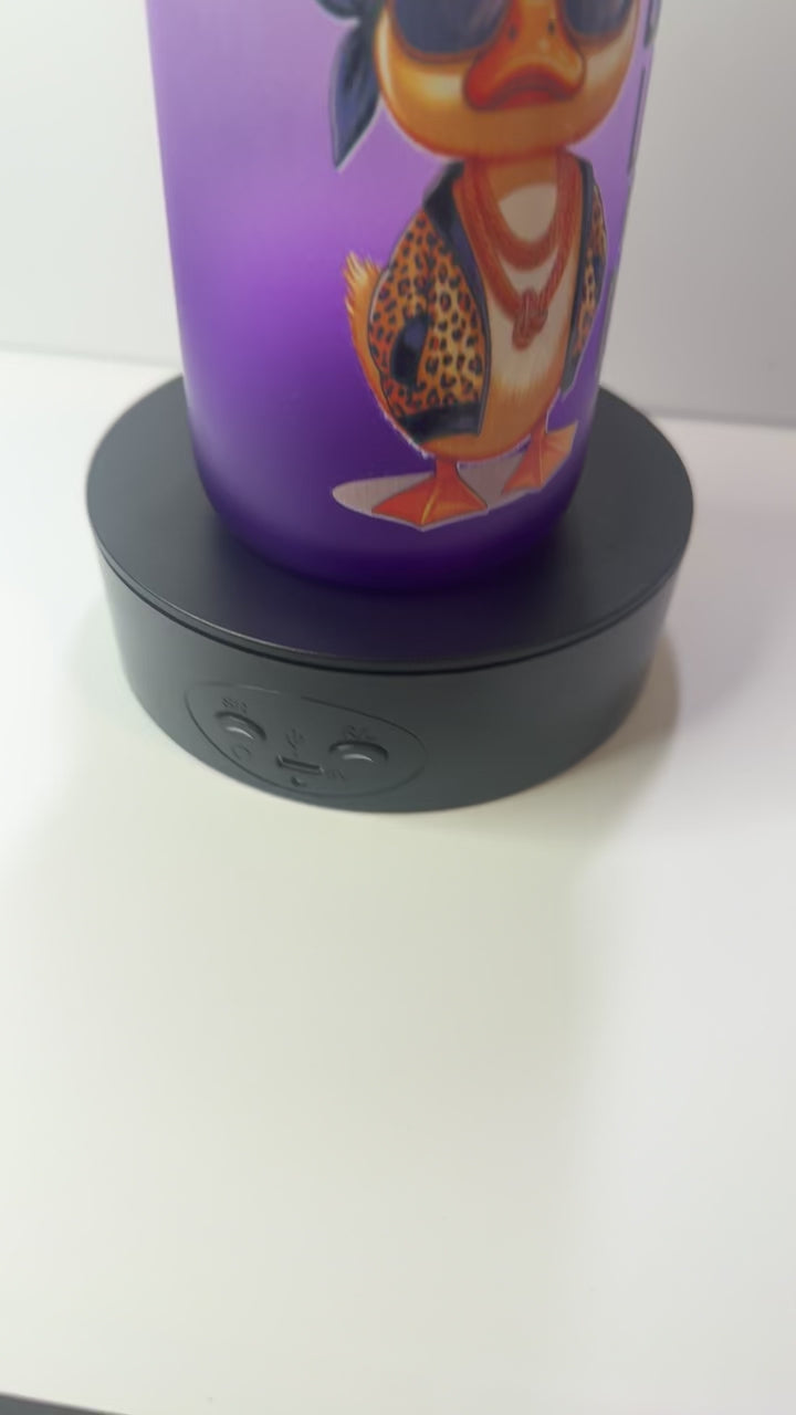 PRE-MADE PURPLE GLASS SARCASTIC CUP/ MATCHING CLEAR STRAW