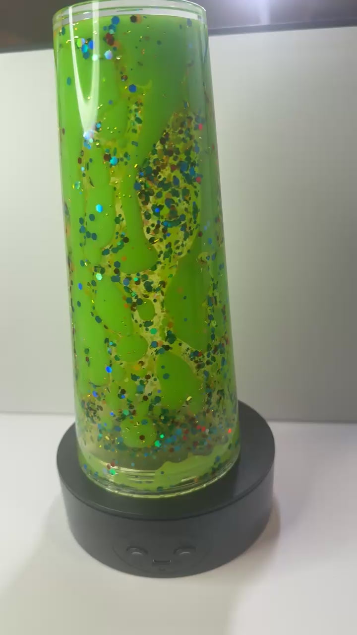 Pre-Made Lime Lava  W/ Glow Effects 24oz Acrylic Tumbler w/Clear straw