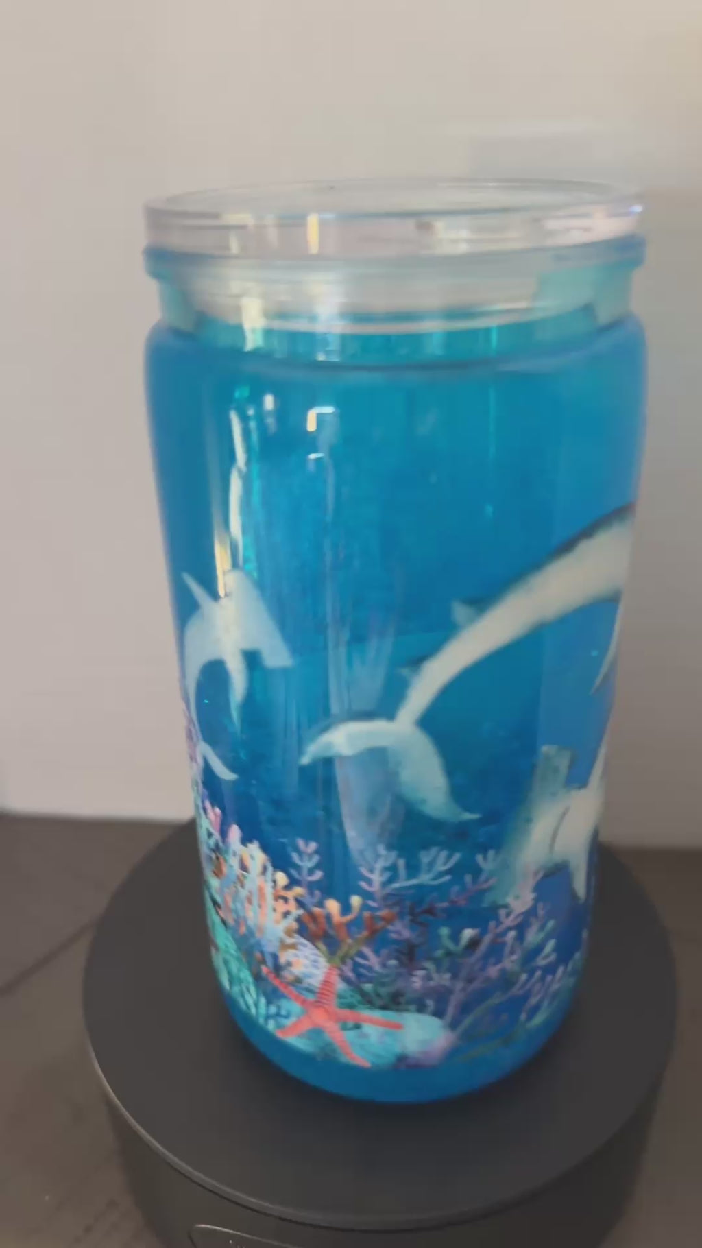 16oz  UNDER THE SEA SNOW GLOBE CUP W/ MATCHING CLEAR STRAW