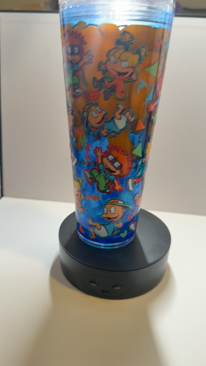 PRE-MADE LAVA 24OZ (RUG-RATS) TUMBLER W/CLEAR STRAW